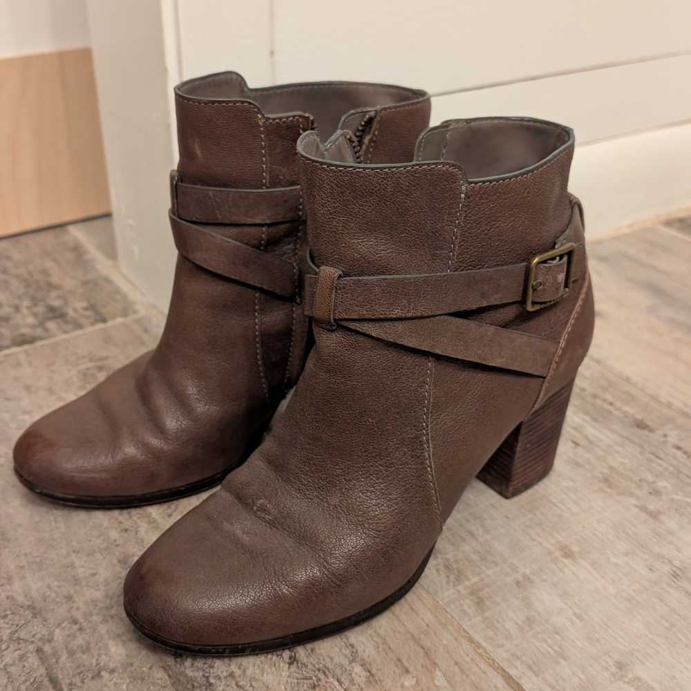 Cole Haan Dark Brown Ankle Boots with Buckle